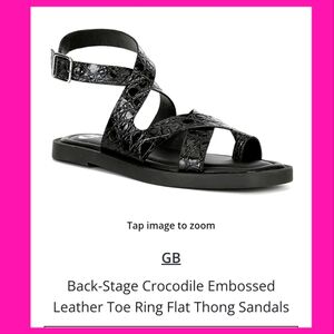 GB crocodile embossed - leather toe ring sandals size 9